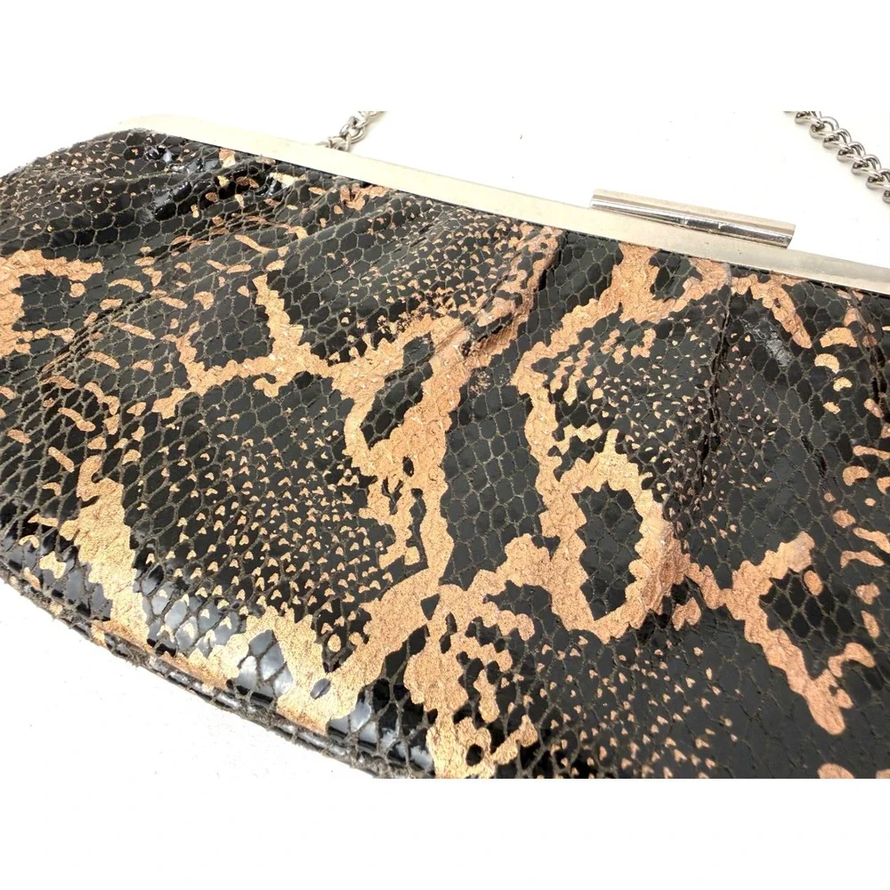 Deux Lux Snakeskin Clutch Womens Small Bronze Gold Fair Metallic Evening Bag